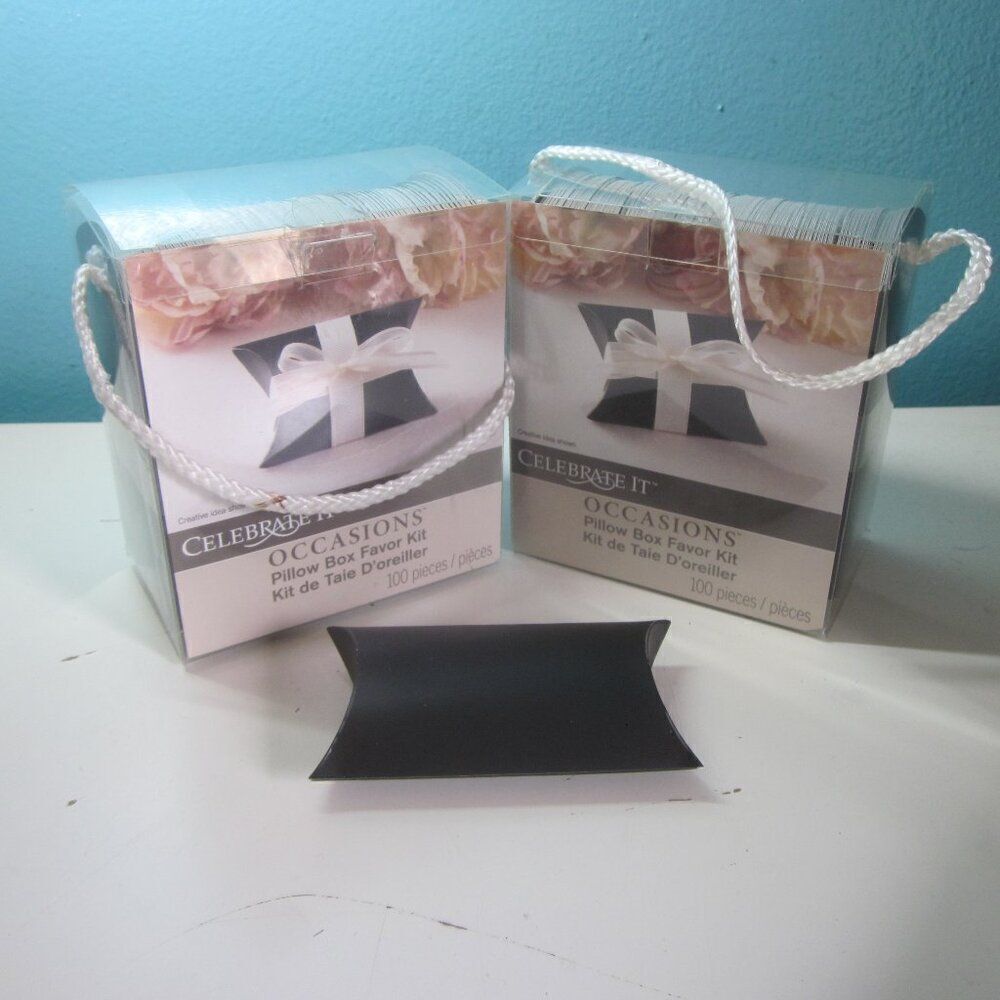 Pillow Box Favor Kit 200+ Black Foldable Individual Snack Treat Boxes 4.5" X 3